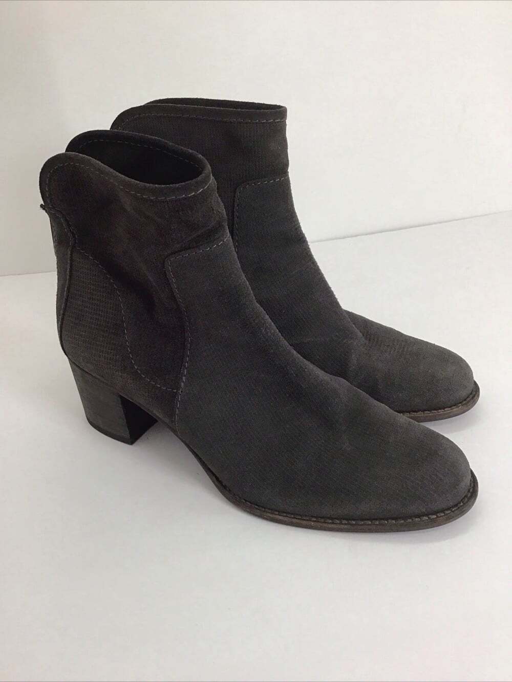 Aquatalia Taylor Suede Leather Zip Heeled Bootie Dark Gray Winter Casual Size 10